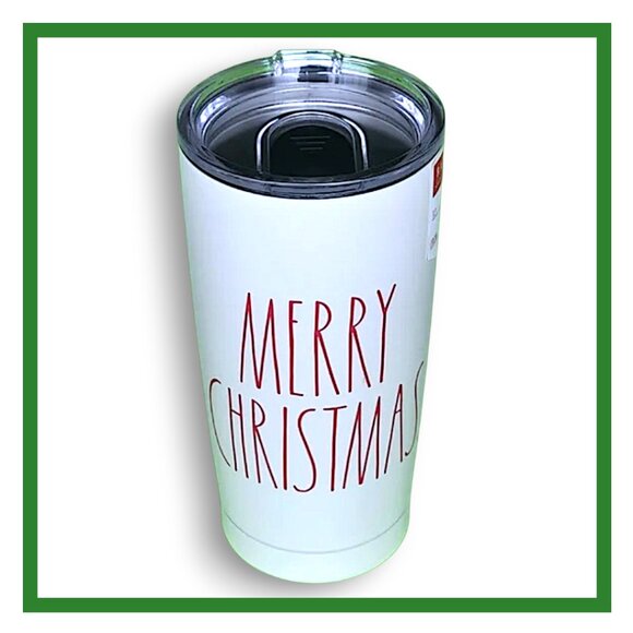Rae Dunn "Merry Christmas" White Stainless Steel Travel Tumbler - Picture 1 of 5